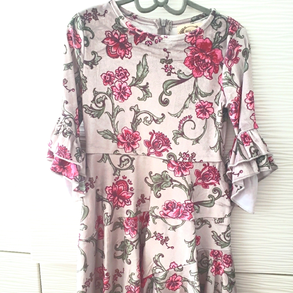 Joyfolie / Mia Joy Velvet Floral Aline Dress, Girls size 5.